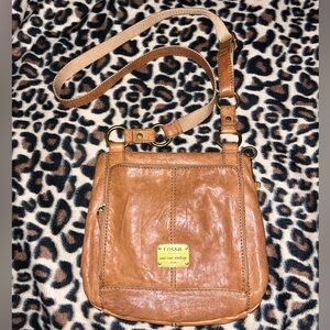 Vintage Fossil Maddox Cognac Leather Crossbody Purse Bag